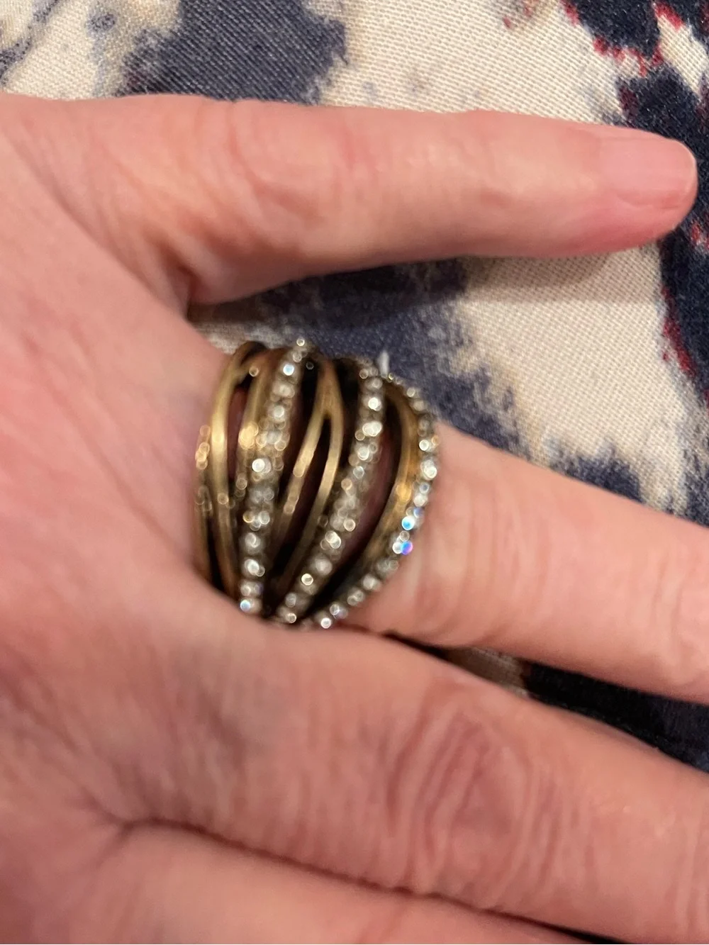 Gold Multi-Band Crystal Ring - Women Jewelry